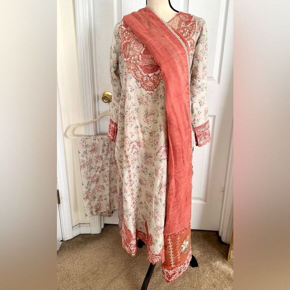 ZAIB PAKISTANI DESIGNER DRESS 3 PIECE STITCHED WITH LONG SLEEVES - Picture 11 of 12